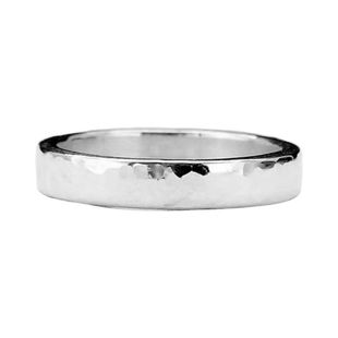 999纯银手工锤纹戒指男 足银闭口个性食指情侣对戒女素圈指环尾戒