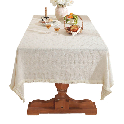 ins风纯色法式长方形桌布轻奢高级感生日拍照针织布艺茶几布盖布