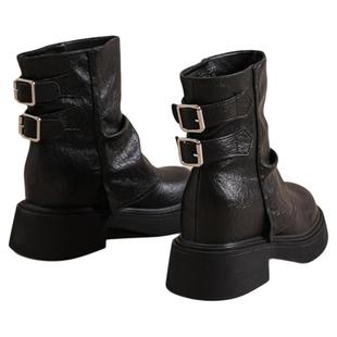 星期六马丁靴2025新款秋季厚底增高短靴女英伦风内增高百搭骑士靴