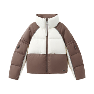 it:CHOCOOLATE撞色立领羽绒服女冬季新款韩版潮流时尚穿搭短棉服