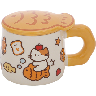 鲷鱼烧猫咪马克杯带盖创意陶瓷杯子伴手礼家用儿童水杯女生高颜值