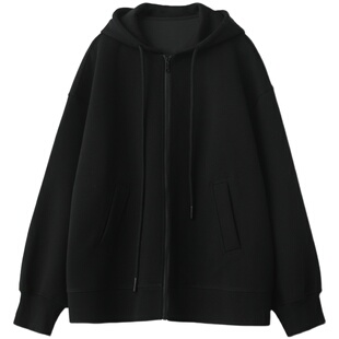 CV大码女装重工艺宽松休闲连帽廓形卫衣开衫外套中长款秋季胖mm