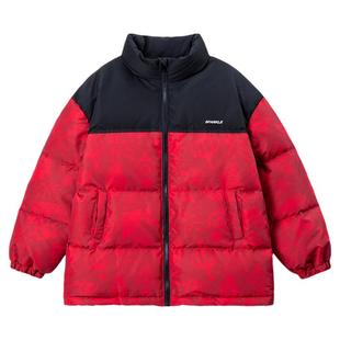 男童羽绒服儿童三防保暖外套短款冬装女童拜年服红色新中式上衣