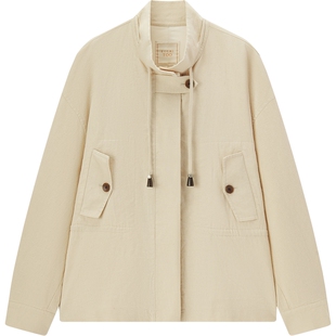 爱居兔天然亚麻外套女2025年春季新款高级感环保夹克