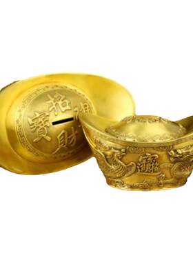 金元宝摆件纯铜元宝空心有盖存钱罐家居客厅店铺开业礼品工艺品