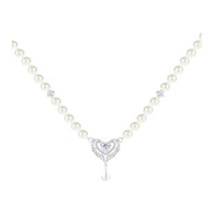 PP饰品《柔光》流苏爱心珍珠925纯银项链女轻奢小众复古锁骨链