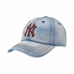 MLB专柜正品牛仔软顶棒球帽刺绣大标鸭舌帽复古休闲帽子3ACPB126N