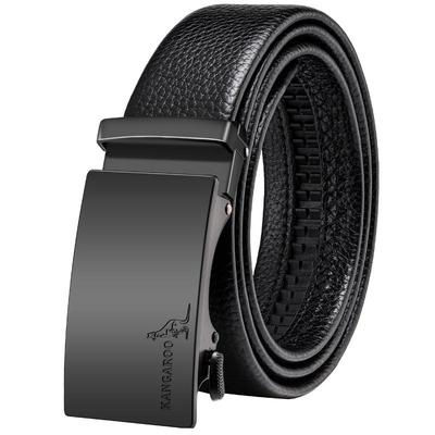 袋鼠男士自动扣头层牛皮休闲皮带