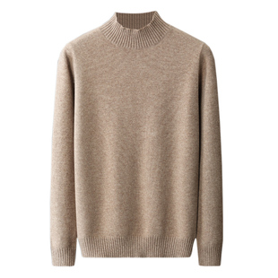 25秋冬100纯羊毛衫男半高领加厚针织毛衣宽松休闲大码打底羊绒衫