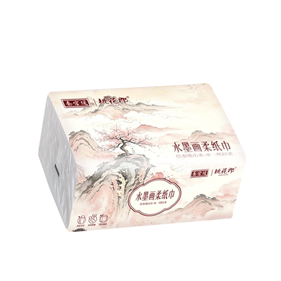 赠【秦宫廷金丝皇菊】桃花郎原生木桨抽纸5层共300张整箱卫生纸
