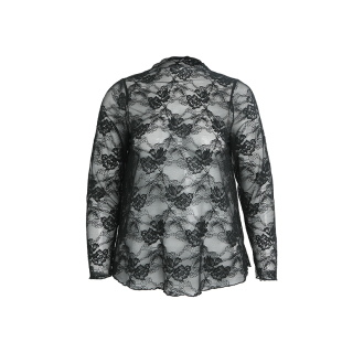 美丽客栈高端大码女装打底衫胖mm时尚宽松优雅蕾丝镂空针织衫上衣