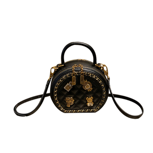 香港品牌包包女2025新款秋冬高级感手提小圆包真皮复古单肩斜挎包