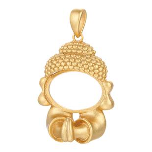 S925纯银佛公吊坠空托镶嵌观音佛公翡翠吊坠托项坠碧玉蜜蜡吊坠托