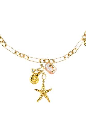 Blingkolio不另可 原创设计天然巴洛克珍珠海星款毛衣链锁骨链