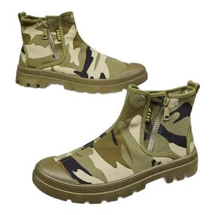 3522劳保鞋高邦拉链透气防臭防滑男款耐磨农田工地干活迷彩解放鞋