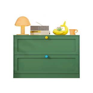 小型床头柜家用卧室床尾储物柜一体靠墙客厅铁皮斗柜多巴胺收纳柜