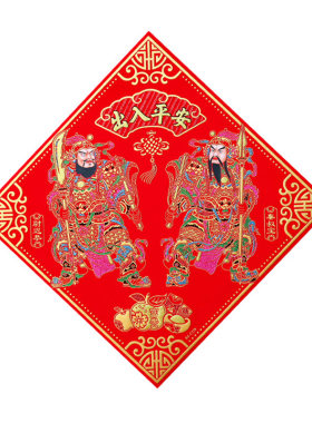 绒布带背胶门神单扇门年画门贴