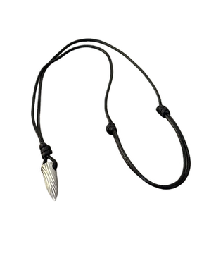 WANGWANG纹路藤蔓子弹头情侣925纯银潮流镂皮绳百搭情侣吊坠项链