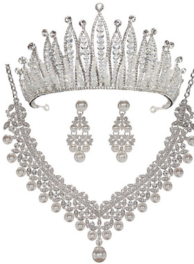 高级感新娘大皇冠头饰主婚纱项链