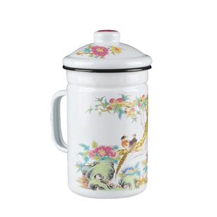 老式搪瓷杯怀旧经典水杯带盖茶缸子大容量泡面复古风铁杯子马克杯