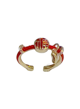 秋冬新款红色福字开口食指戒