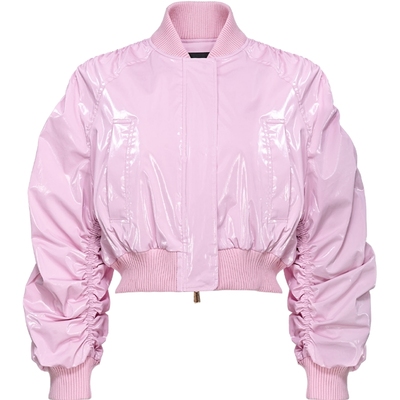 女装亮面抽褶袖口短外套