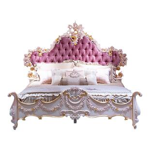 【公主床1】茱莉安欧式卧室粉色公主床法式重工雕刻手绘主卧婚床