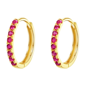 ILCO尤珂「小圆满」天然红宝石耳环K金彩宝耳圈轻奢圆圈耳扣耳钉