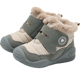 泰兰尼斯宝宝雪地靴冬季男童毛绒鞋舒适保暖加绒婴幼儿女学步棉鞋