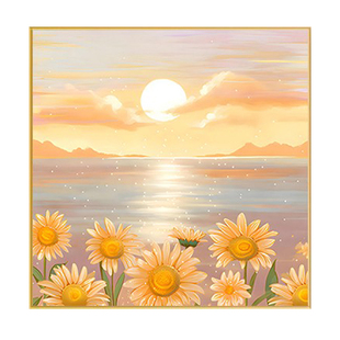 奶油风餐厅装饰画小清新风景客厅挂画原木风饭厅餐桌背景墙面壁画