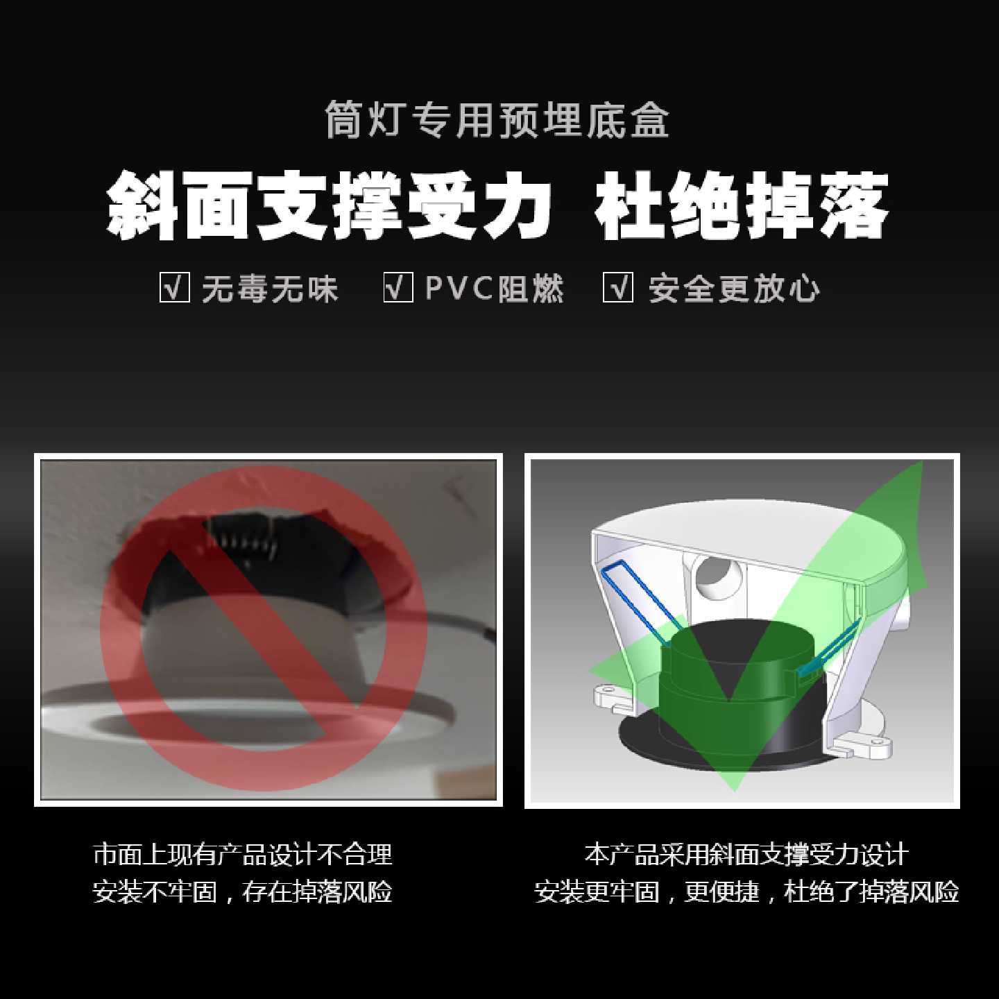 A筒灯预埋底盒嵌入式射灯预埋件吊顶预埋盒暗装灯头盒
