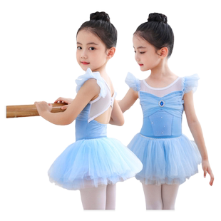 舞蹈服儿童女秋冬长袖中国舞练功服分体芭蕾舞裙女孩艾莎跳舞纱裙