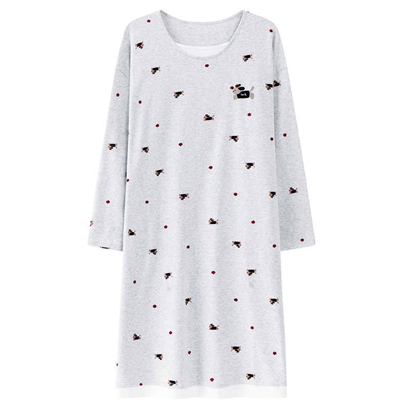 灰色纯棉双面睡衣女中青年家居服