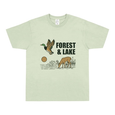 美式FOREST&LAKE森林小鹿印花t恤