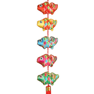 布艺刺绣鱼挂件双面绣花鱼串新年挂饰乔迁背景墙玄关客厅春节装饰