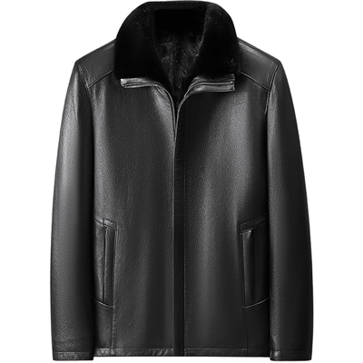 海宁真皮男皮衣貂绒内胆秋冬外套