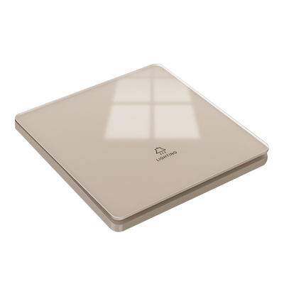 国际电工超薄钢化玻璃奶油金色86型开关插座面板暗装一开五孔套装