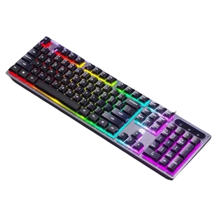 K100有线USB发光游戏单键盘金属面板电竞键盘办公游戏打字