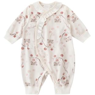 婴儿连体衣女婴春季纯棉初生儿哈衣爬服新生儿春秋0-3月宝宝衣服