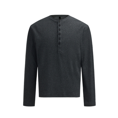 ISTURE 美式复古老钱风亨利领长袖T恤男女cleanfit百搭休闲上衣潮