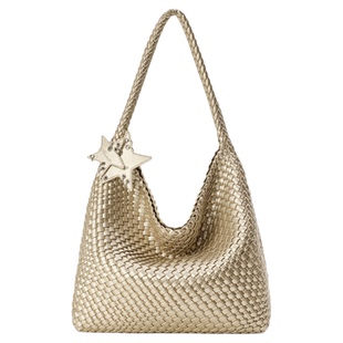 ECODAY原创设计香槟色编织托特包大容量通勤单肩包手提包大学生女