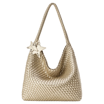 ECODAY原创设计香槟色编织托特包