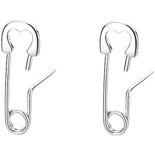 s925银别针耳环女简约设计感ins冷淡风个性甜酷网红小众独特耳钉