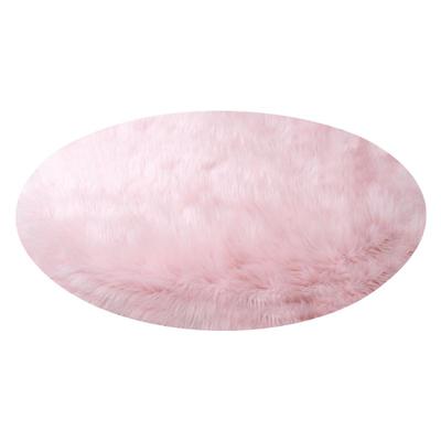 加厚羊毛圆形地毯高级感长毛粉色圆毯梳妆台衣帽间化妆凳椅子地垫