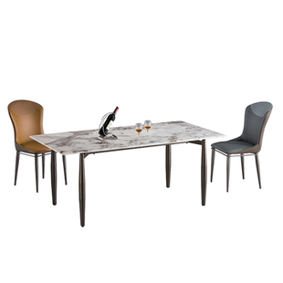 现代简约轻奢风餐桌合集四条桌腿铝合金碳素钢不锈钢岩板颜色可选