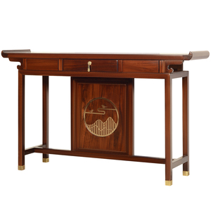 新中式实木玄关桌客厅入户玄关台供桌靠墙超窄条案榆木门厅玄关柜