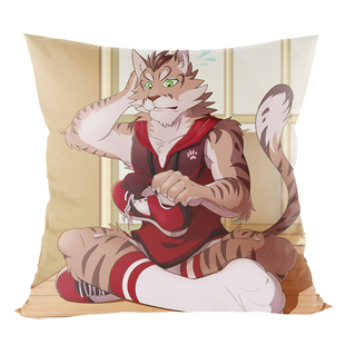 furry周边抱枕家有大猫兽人二次元枕头来图定制午睡靠枕生日礼物