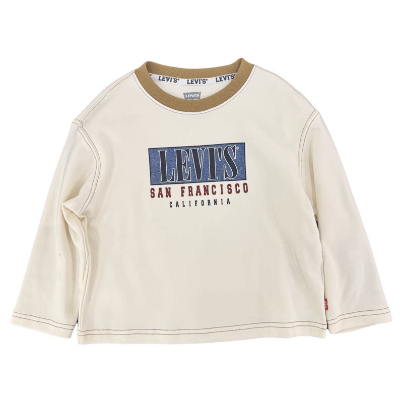 Levi's李维斯儿童长袖T恤男女童学院风圆领字母印花上衣LV2642020