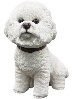 YFA模玩仿真狗模型比熊犬可爱车载摆件公仔树脂工艺品手办收藏品