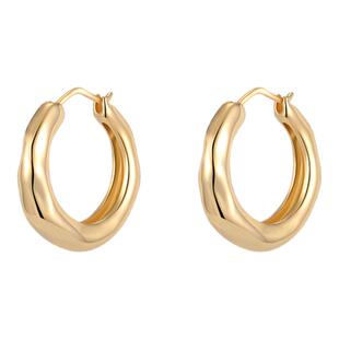 高级感潺流耳圈素圈圈圈耳环女欧美金色银针耳饰2026新款爆款气质